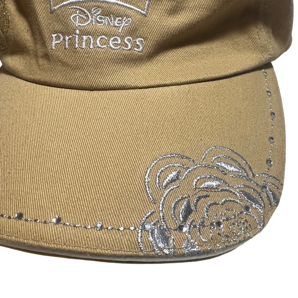Disney Princess Tan Embroidered Tiara Rhinestone Baseball Cap Hat Kids Large NWT - Picture 12 of 14